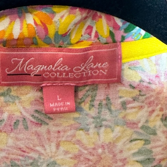 Magnolia Lane Floral Masters Sleeveless Collared Top Bright Golf Pickleball SZ L - Picture 4 of 4